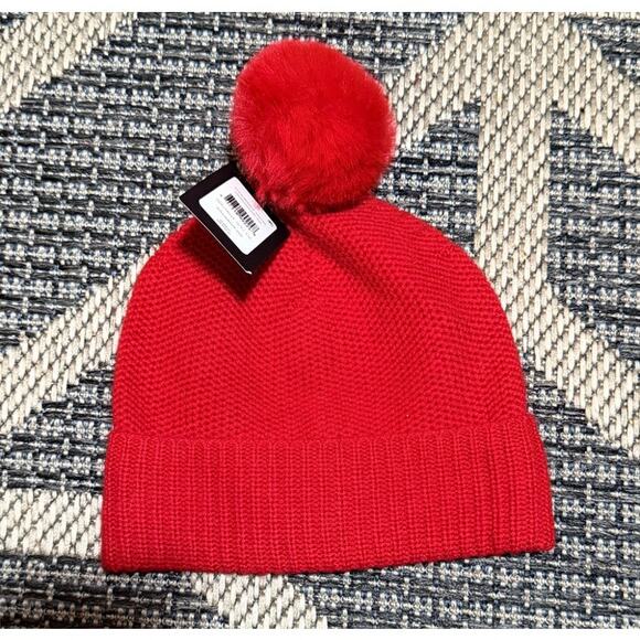 Echo Honeycomb Wool & Cashmere Pom Beanie Red One Size main image 4